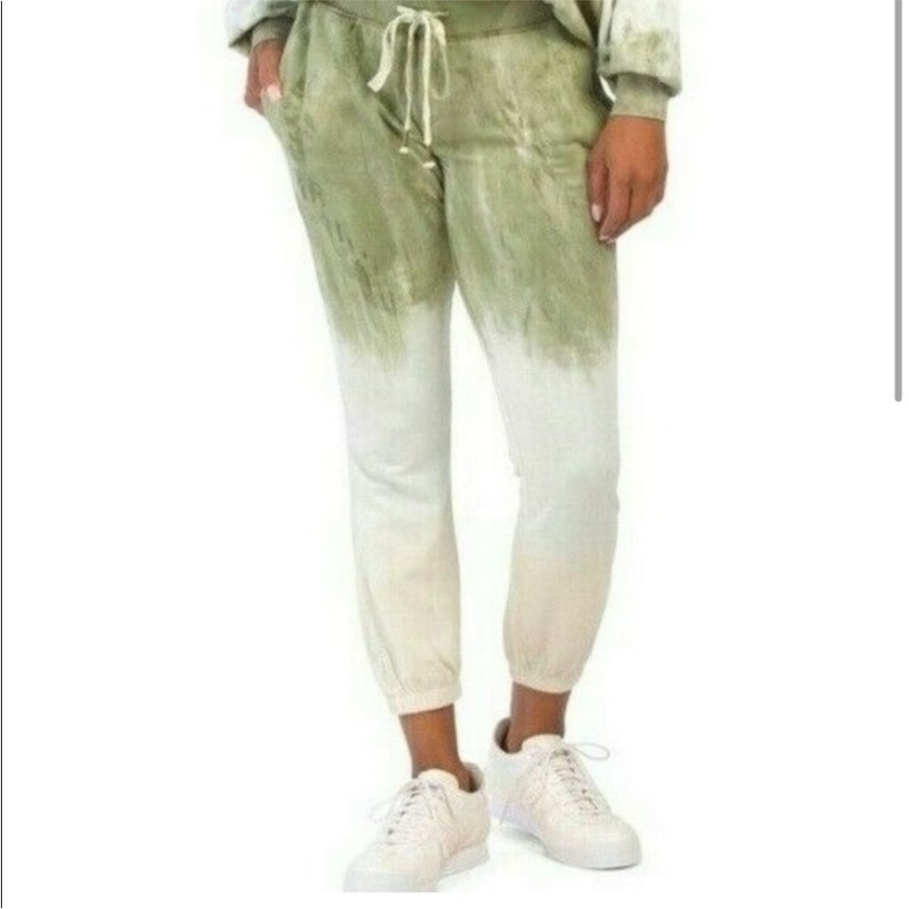 Young, Fabulous, & Broke Green and Cream Ombre Tie Dye Joggers Sweatpants Medium